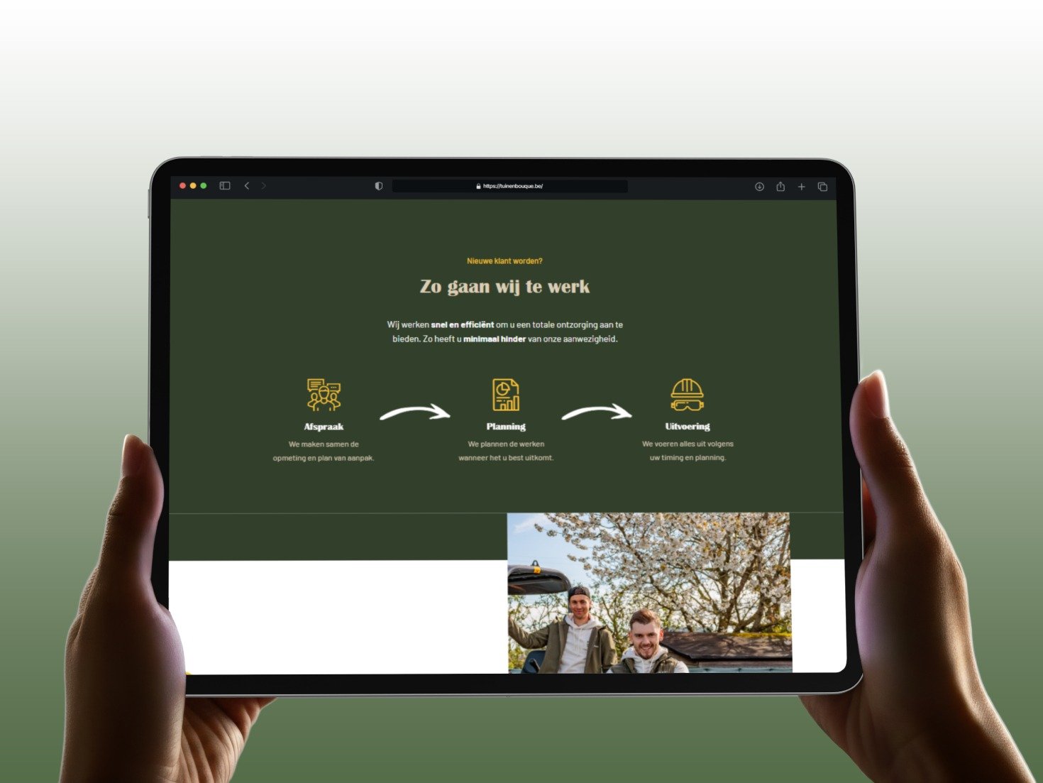 Website van Bladwerk op een tablet