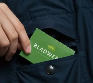 Visitekaartje van Bladwerk in een jaszak