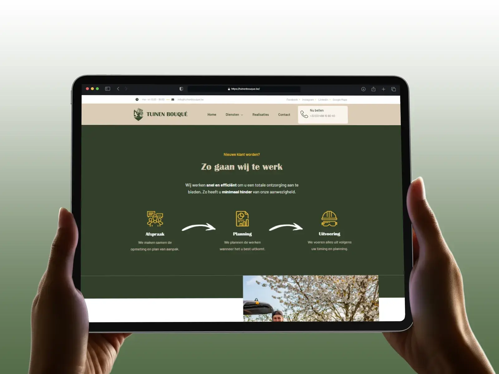Homepage van Bladwerk op een tablet